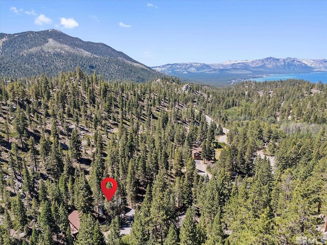 bird's eye view with a mountain view