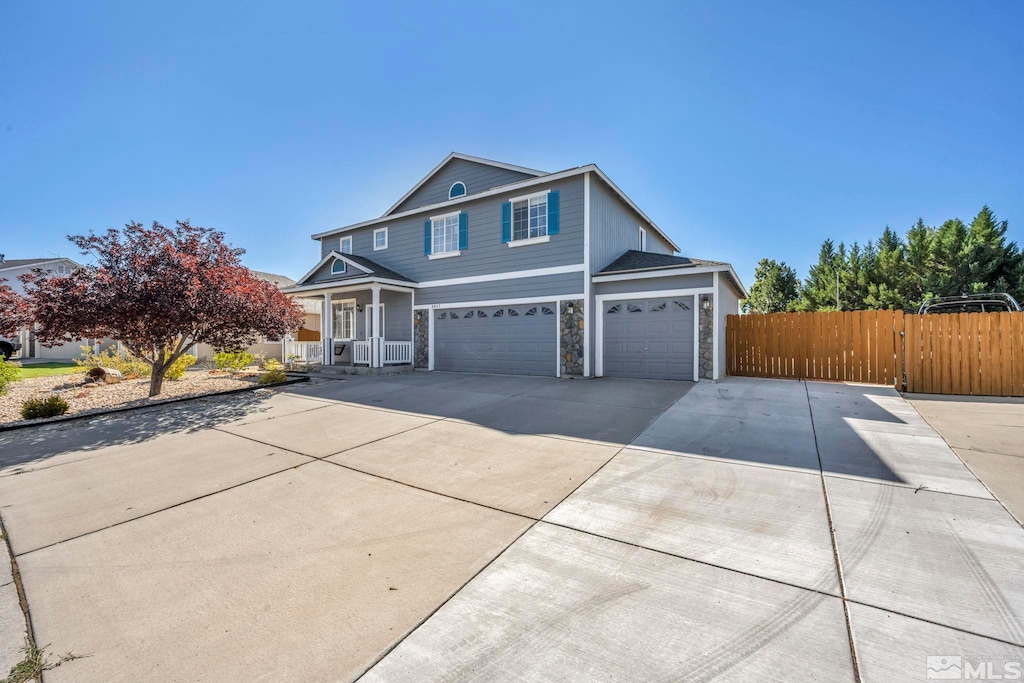 front facade with a garage