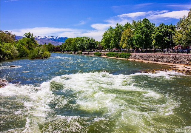 view of water feature with a mountain view