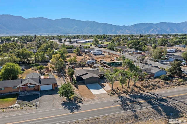 birds eye view of property featuring a residential view and a mountain view