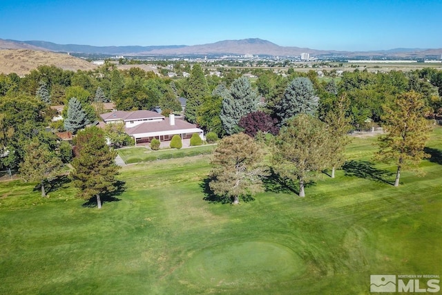 birds eye view of property featuring a mountain view