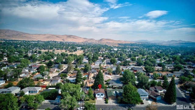 bird's eye view with a mountain view