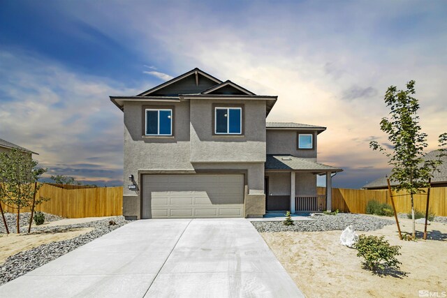 view of front of house with a garage