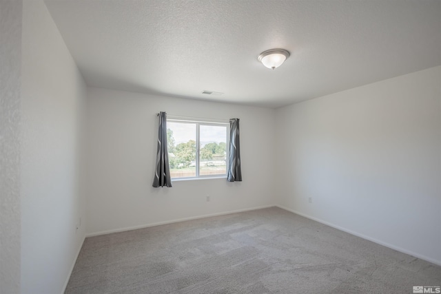 unfurnished room with carpet and a textured ceiling