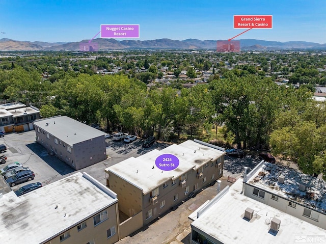 aerial view with a mountain view