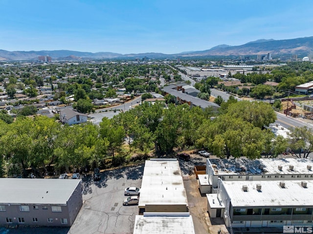 bird's eye view with a mountain view