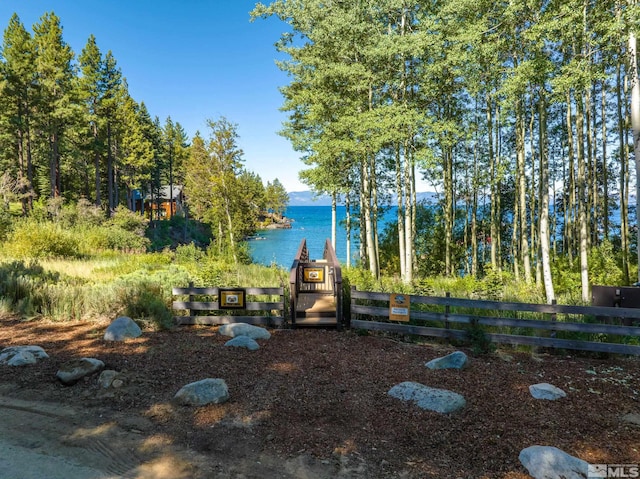 view of yard with a water view