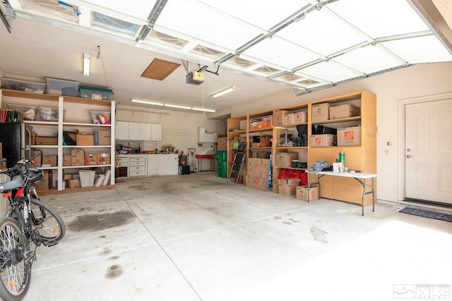 garage with a garage door opener