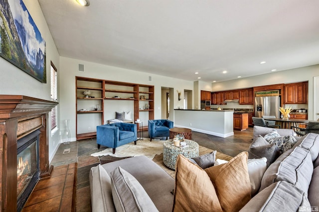 view of tiled living room