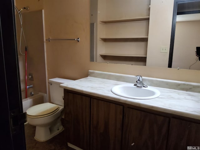 full bathroom with vanity, toilet, and bathtub / shower combination