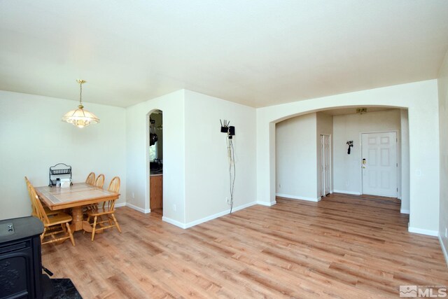 interior space with light hardwood / wood-style floors