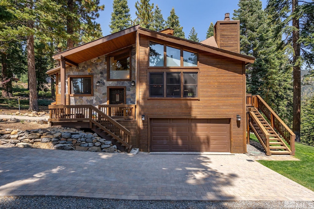 modern home featuring a garage