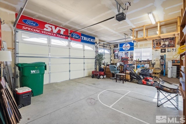 garage with a garage door opener