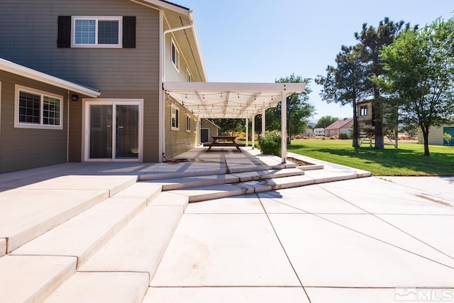 view of patio / terrace featuring a pergola