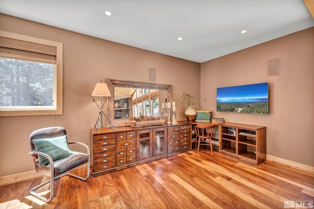 office space featuring light hardwood / wood-style floors