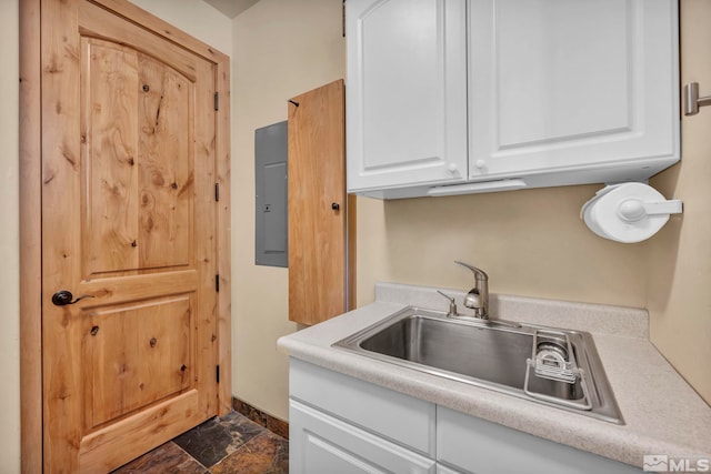 laundry area with sink and electric panel