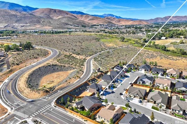 bird's eye view with a mountain view