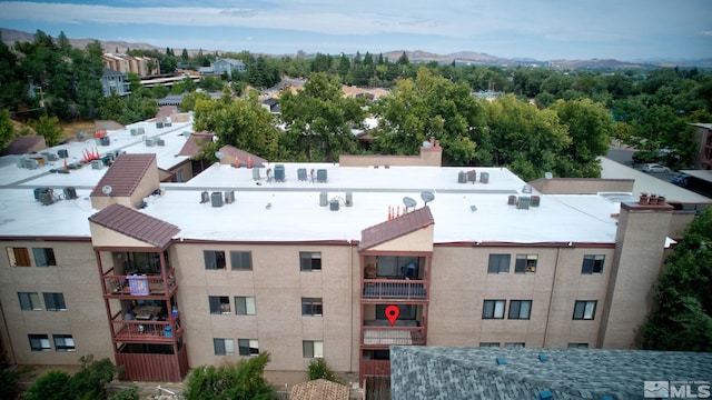 drone / aerial view with a mountain view