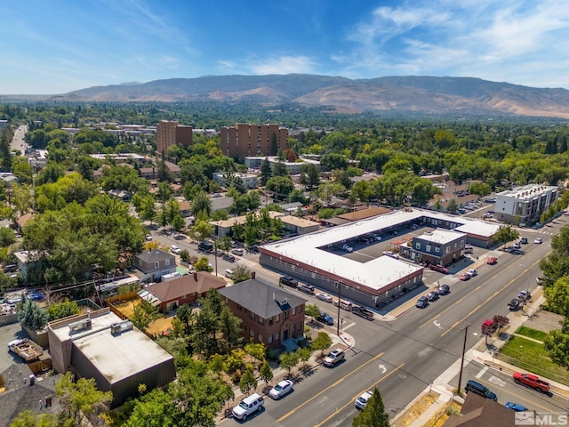 birds eye view of property featuring a mountain view