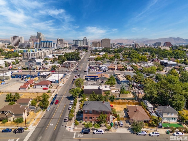 bird's eye view with a mountain view