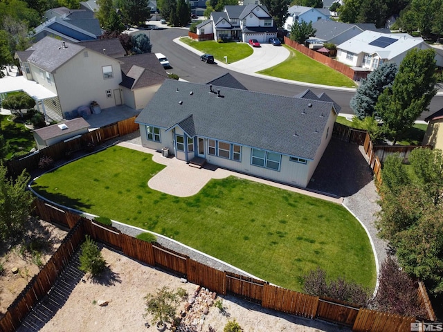 bird's eye view with a residential view