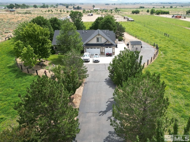 bird's eye view featuring a rural view