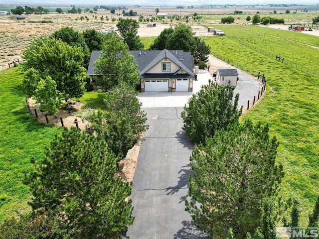 aerial view featuring a rural view