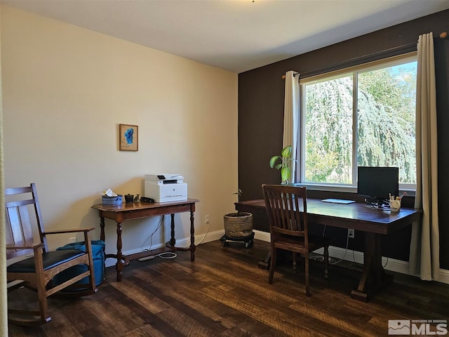 office area featuring dark hardwood / wood-style flooring