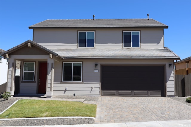 front facade with a garage