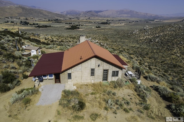 drone / aerial view with a mountain view