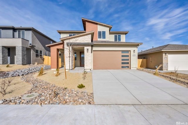 view of front of property with a garage