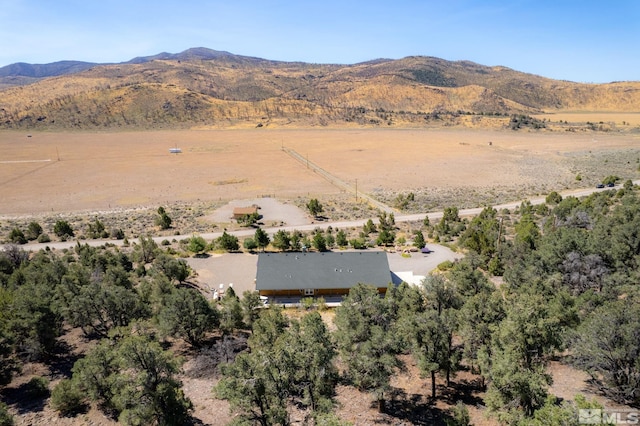 birds eye view of property featuring a mountain view