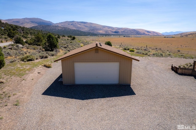 garage with a mountain view