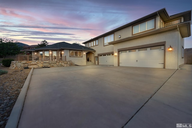 prairie-style house with a garage