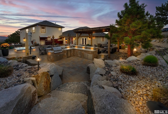 exterior space with exterior kitchen and a patio