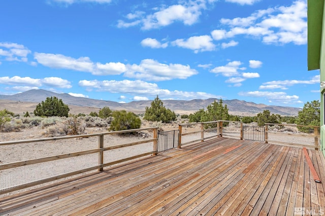 deck featuring a mountain view