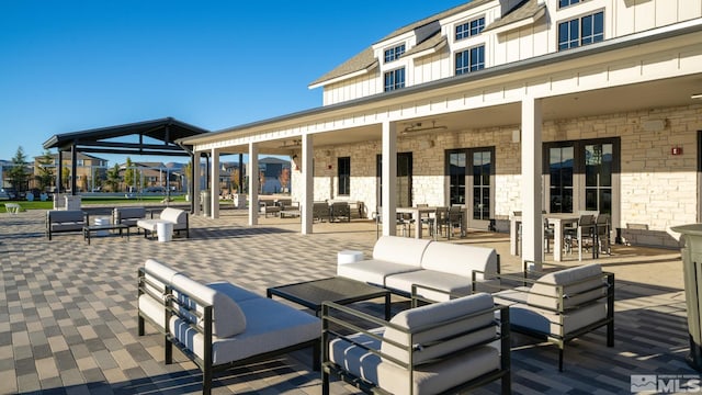 view of patio featuring an outdoor living space