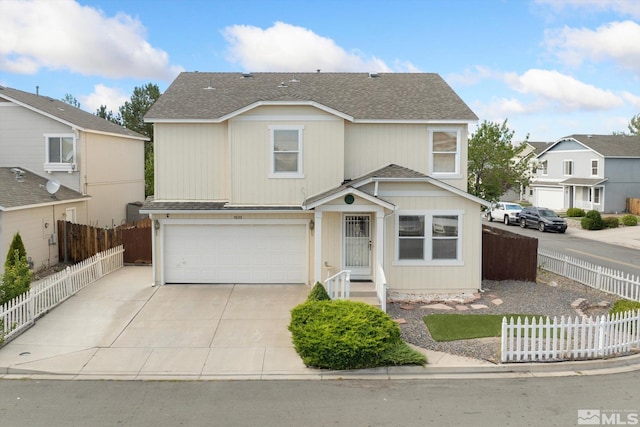 front facade with a garage