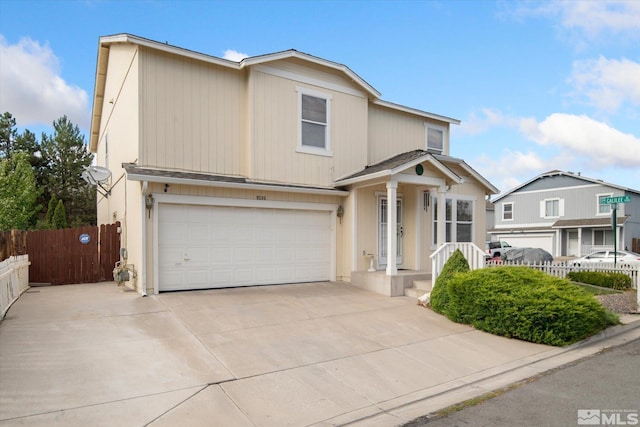 view of front of property featuring a garage