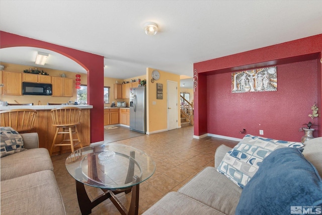 view of tiled living room