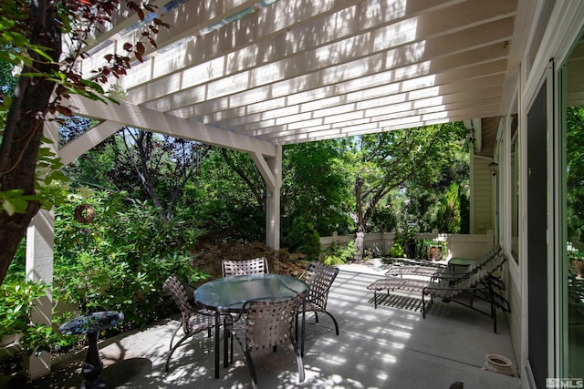 view of patio featuring a pergola