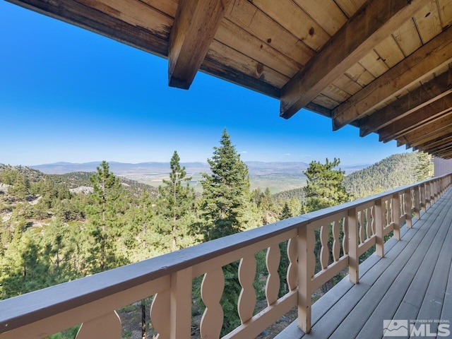 balcony featuring a mountain view