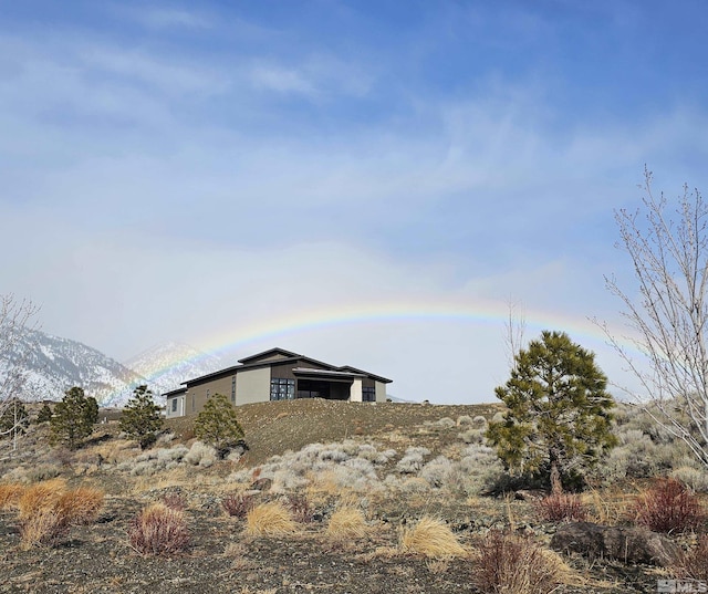 exterior space featuring a mountain view