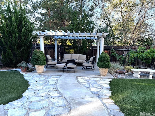 view of patio / terrace featuring an outdoor living space