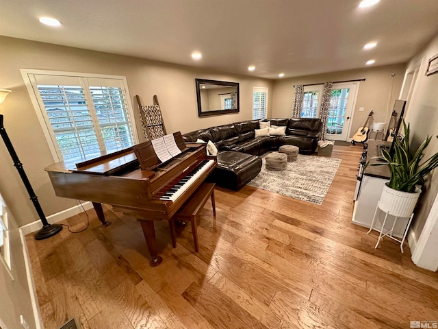 living room featuring light hardwood / wood-style floors