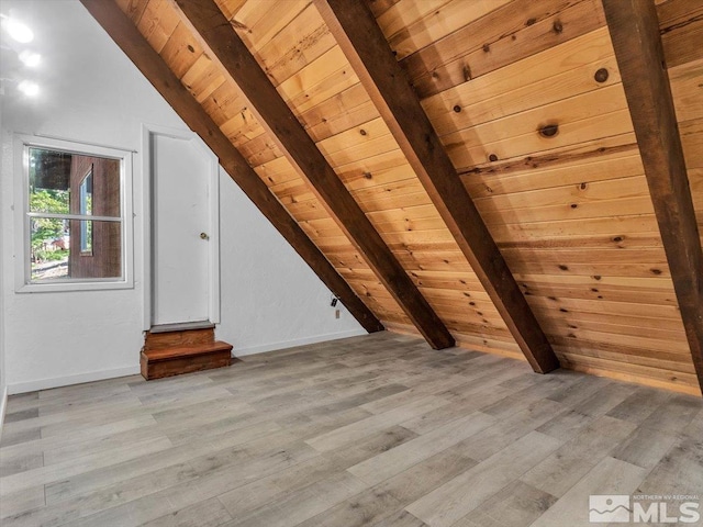 details featuring hardwood / wood-style floors, wood ceiling, and beamed ceiling