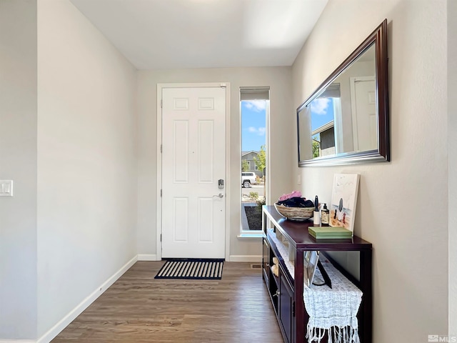 entryway with hardwood / wood-style floors