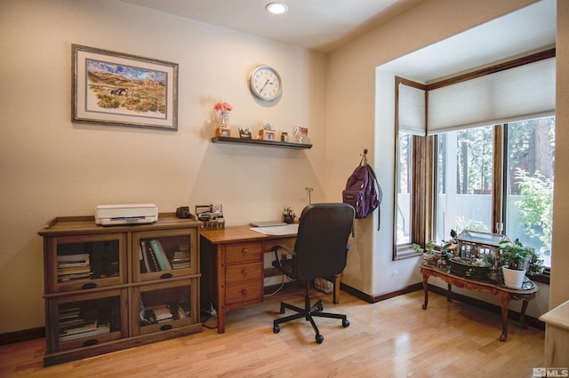 office space featuring light hardwood / wood-style flooring