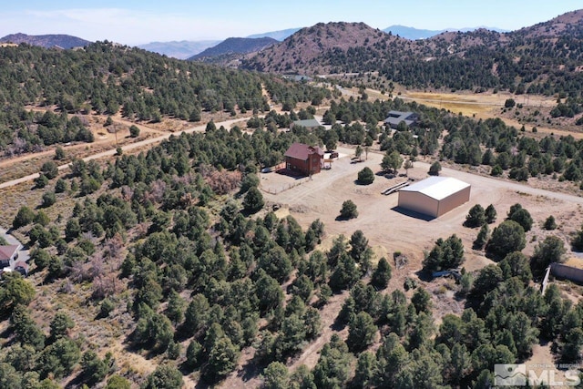 bird's eye view with a mountain view