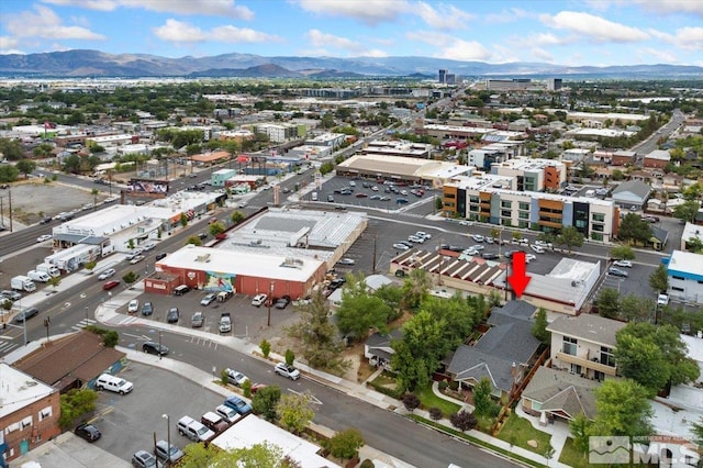 aerial view with a mountain view